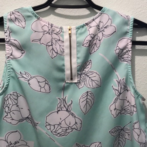 High front teal chiffon floral flow top - Picture 5 of 6